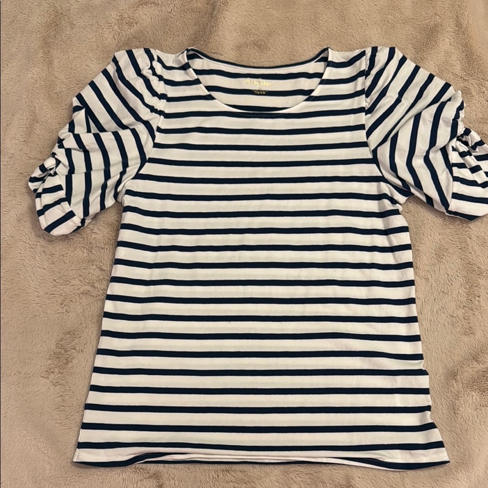 Lilly Pultizer Striped Puff Sleeve Top
